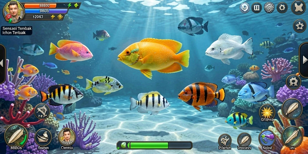 Tangkapan layar 88BOS menampilkan aksi menembak ikan yang seru.