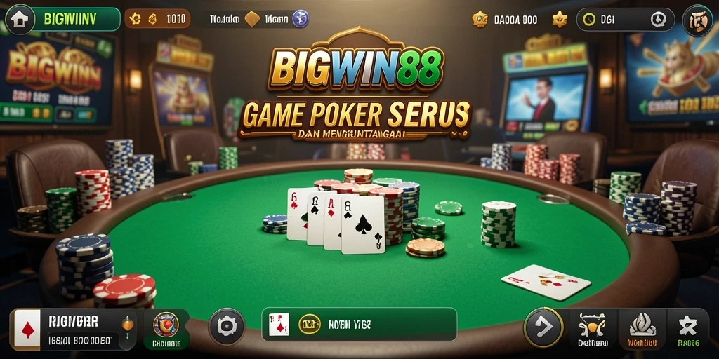 Tangkapan layar utama BIGWIN88 yang menunjukkan aksi permainan Poker yang mendebarkan.