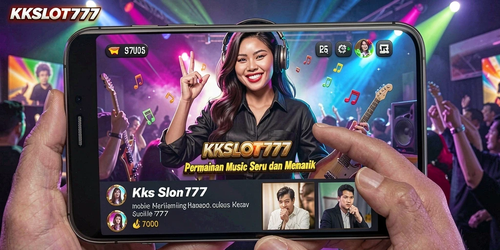 Screenshot KKSLOT777 menampilkan gameplay seru dengan iringan musik.