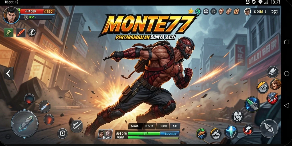Tampilan gameplay seru dari MONTE77 dengan aksi menegangkan.