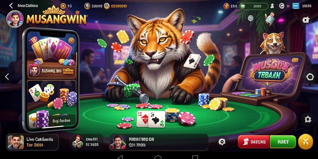 Tangkapan layar gameplay Live Casino di MUSANGWIN dengan dealer langsung.