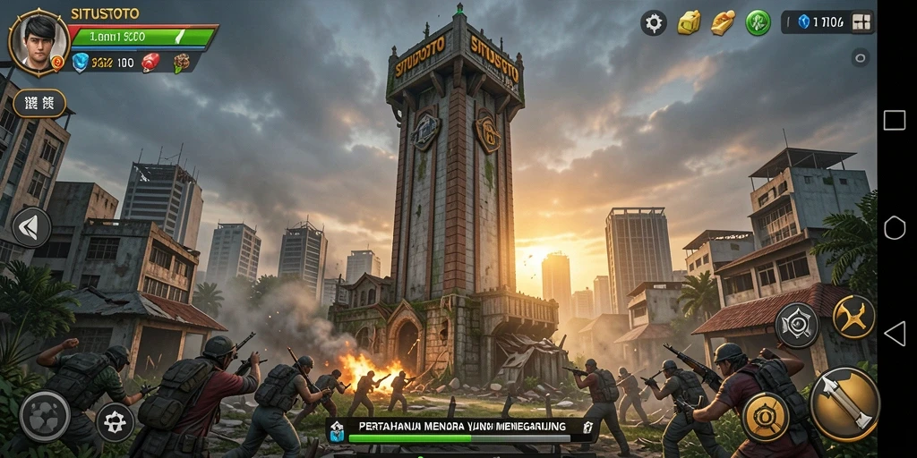 Tangkapan layar menunjukkan aksi permainan Tower Defense yang intens.